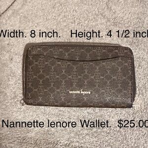 Nanette Lepore Black Logo-Print Zip Wallet